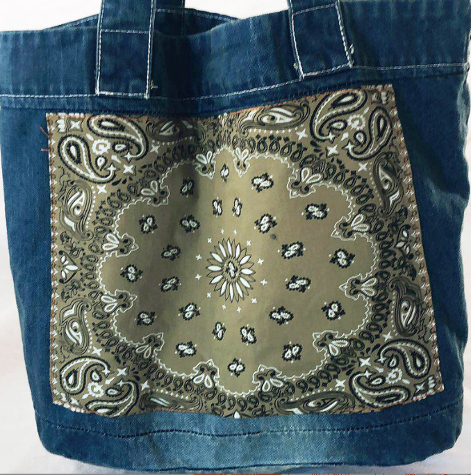 Washed vintage denim bag, personalized and versatile large handbag