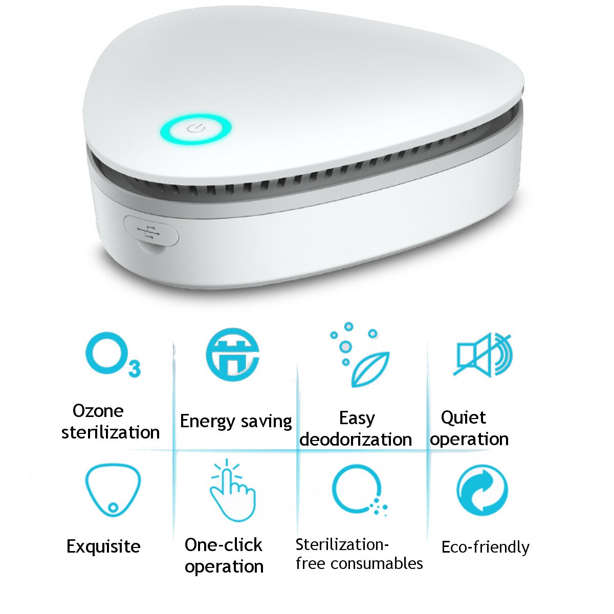 USB Portable Mini Ozone Air Purifier Fresh Deodorant Sterilizer Eliminator for Car Refrigerator Closets Pet Car