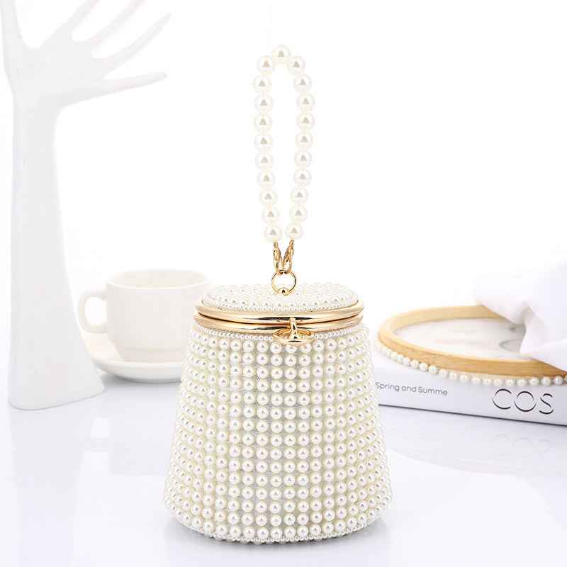 New Pearl Evening Bag Net Red Mini Portable Evening Bag Niche Bag Diy Pearl Bucket Bag