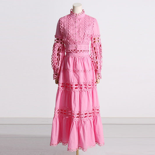 Autumn New Product French Retro Palace Style Small and Popular Women's Set Lace Lace Princess Sleeve Solid Color Set
