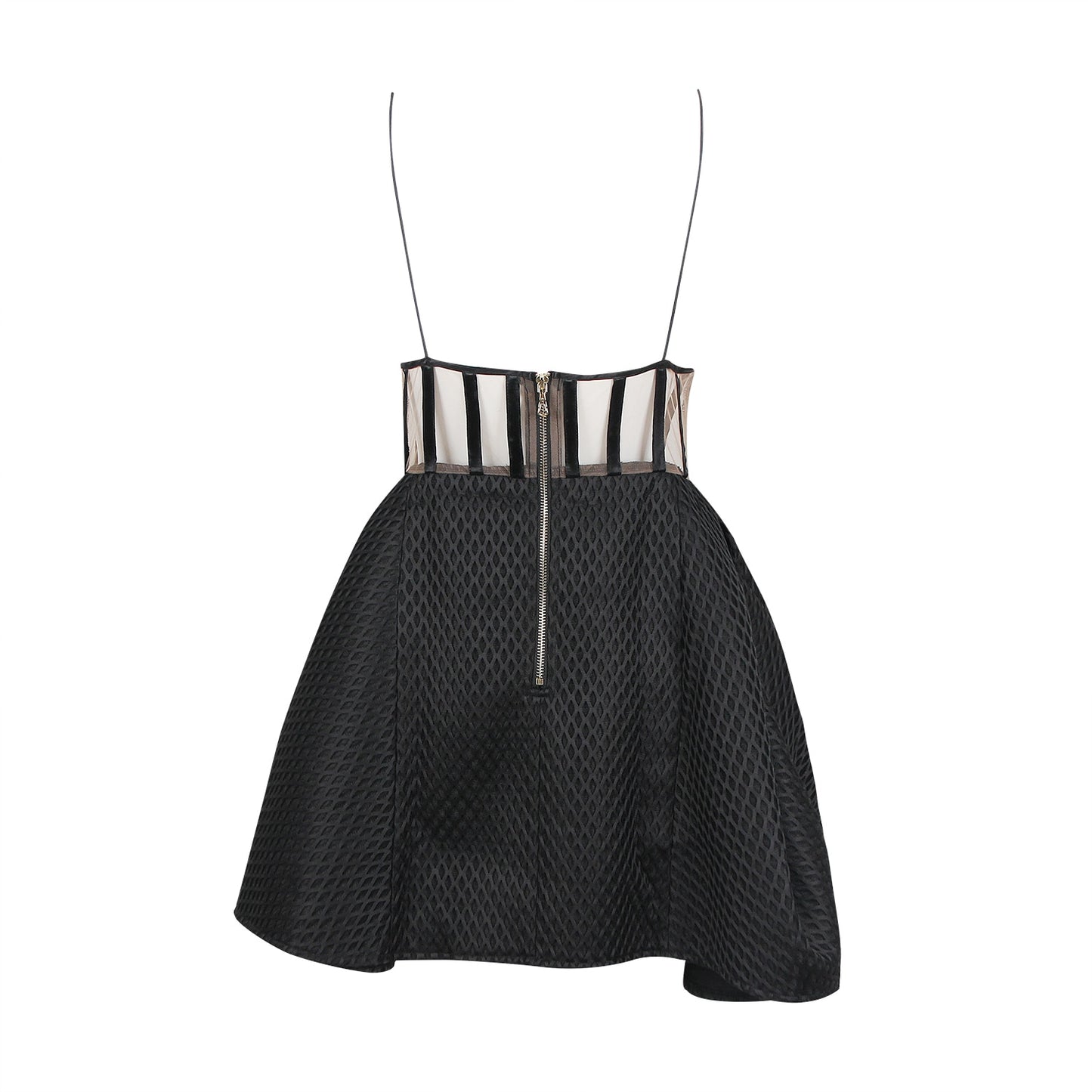 Summer Fashion Sexy Suspenders Mesh See-Through Pleated Backless Tutu Skirt Stunning Commuter High Waist Dress