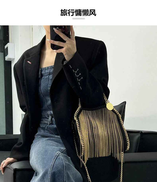 Brand Designer Fashion Trend Handbag One Shoulder Crossbody Tassel Chain Messenger Dinner Bags for Women