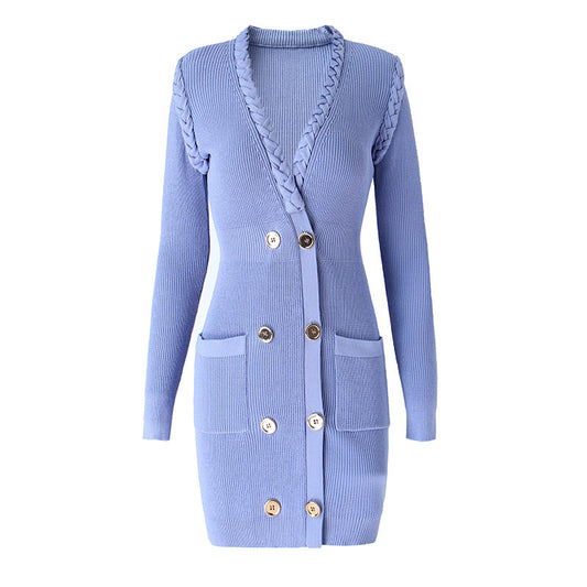 French Hepburn Dress Retro Twist Heavy Industry Three-dimensional Decorative Knitted Skirt