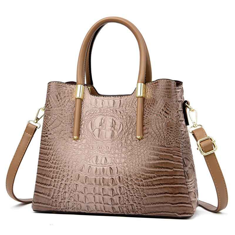 Fashion Alligator Women Handbags Designer Luxury Crocodile Pu Leather Shoulder Crossbody Bags Retro Large Tote Female Purse