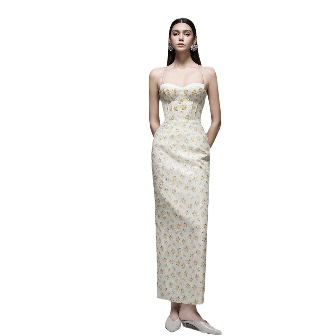 Romantic  Embroidered Strap Dress for Women, Soft Summer Fairy Dress, Sweet and Elegant Style