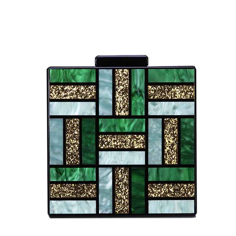 Acrylic Handbags New Brand Fashion Women Evening Bag Clutch Cute Green Gold Luxury Square Party Prom Wedding Bags Casual Vintag
