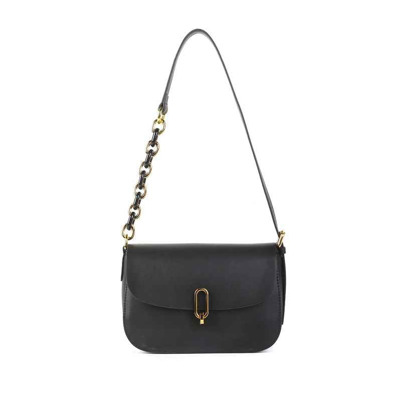 New fashion simple leather saddle bag niche lock women's bag shoulder messenger bag