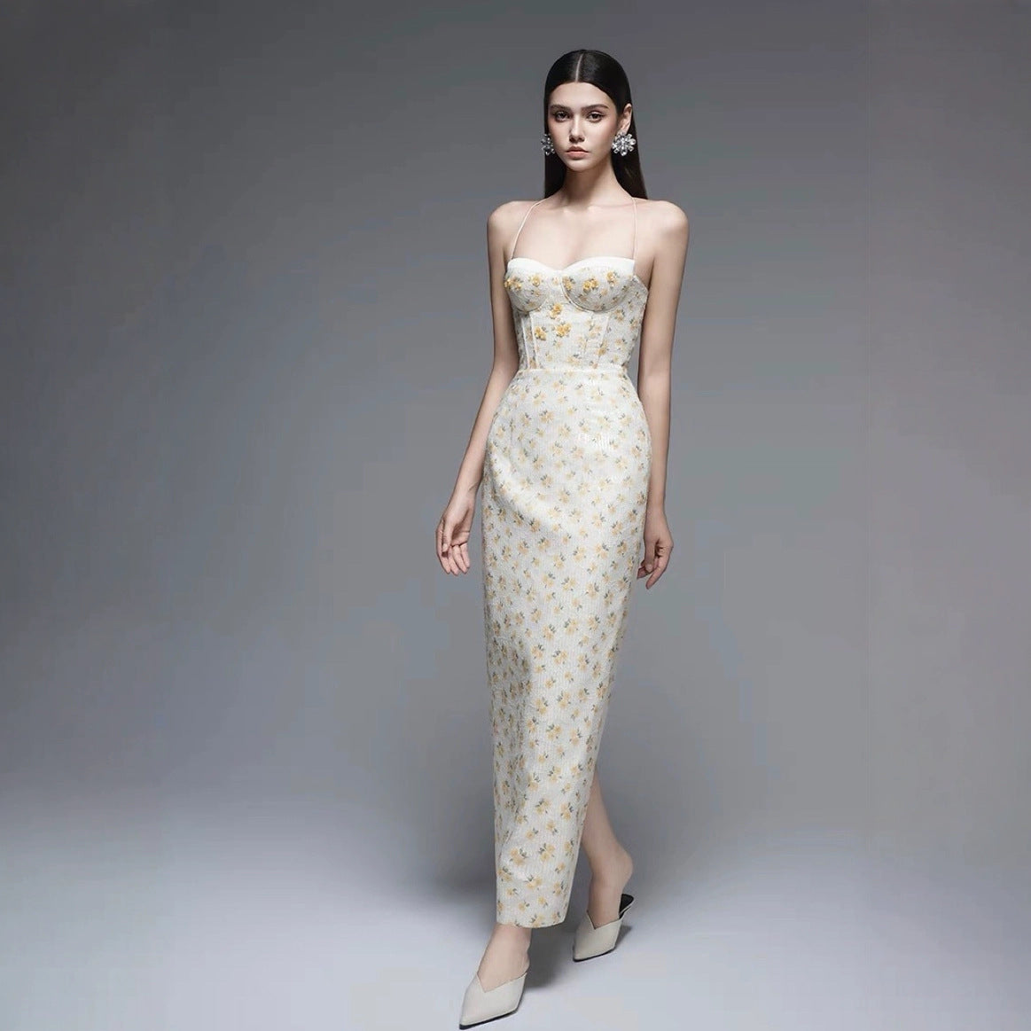 Romantic  Embroidered Strap Dress for Women, Soft Summer Fairy Dress, Sweet and Elegant Style