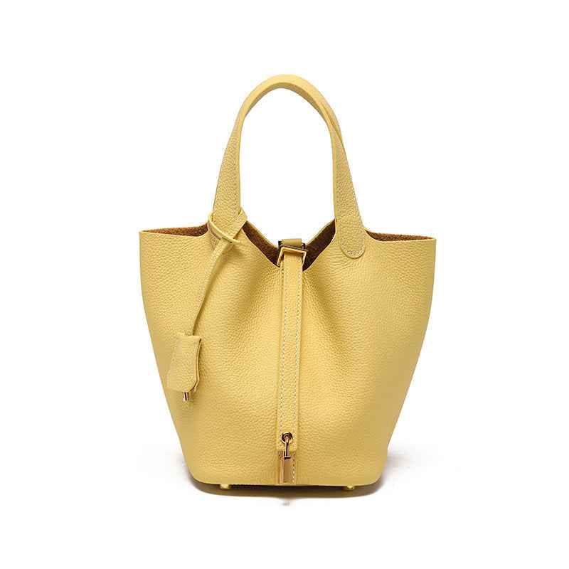 Head layer cowhide bucket bag women's leather high-end handbag