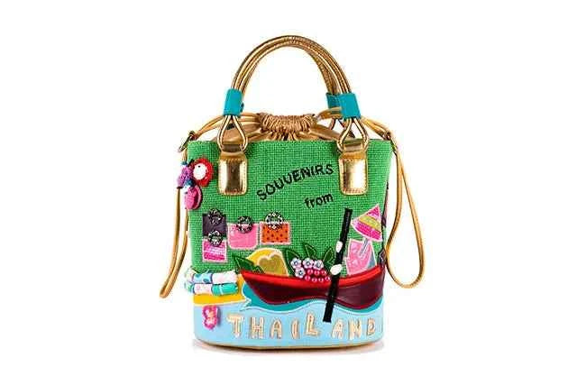 23x25CM Thailand theme Candy Color Buckets Women Creative Canvas Bag