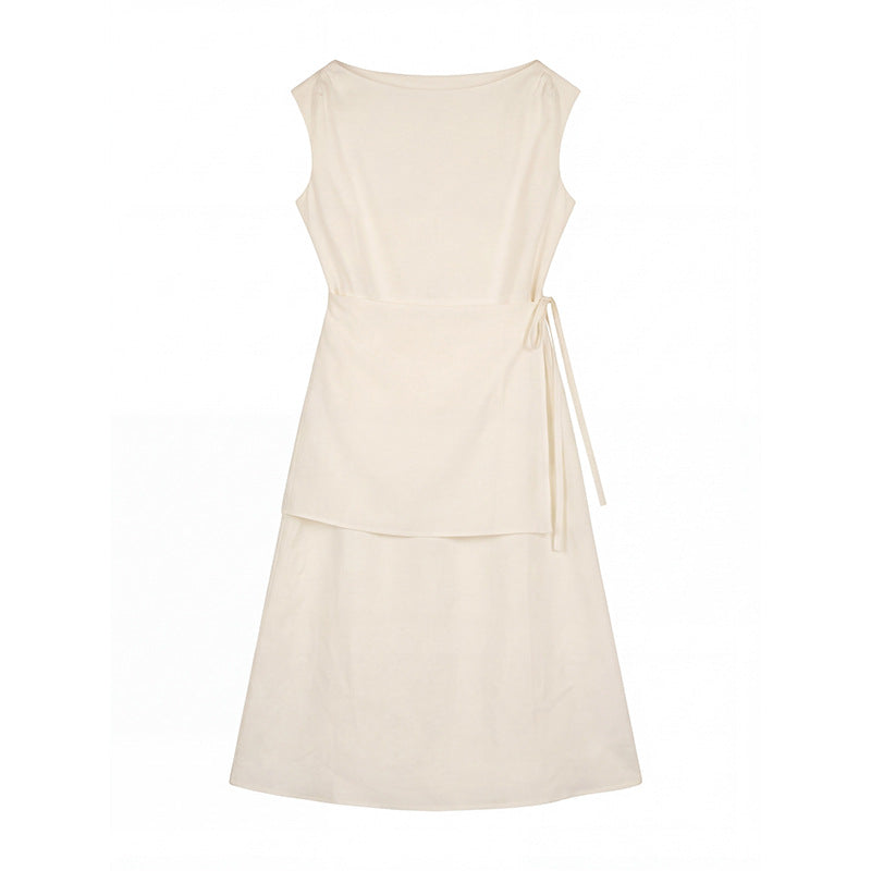 Tencel Linen Sleeveless Dress Summer Simple Loose Long Dress