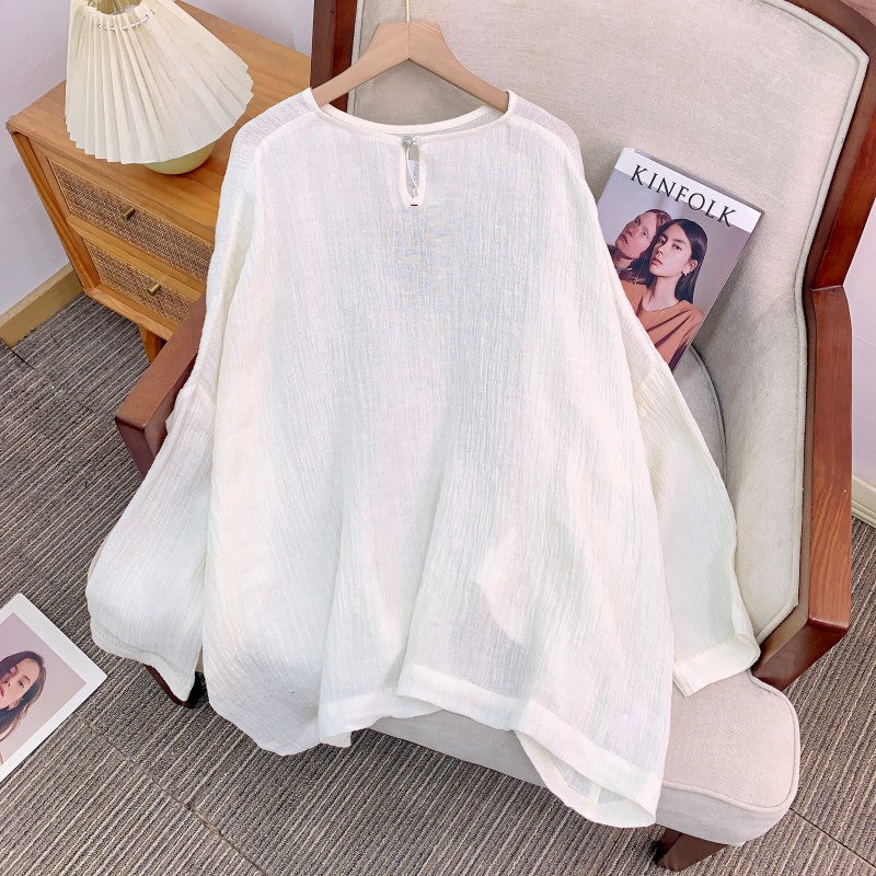 Leisure High-End Linen Oversized Silhouette Shirt for a Slim Figure