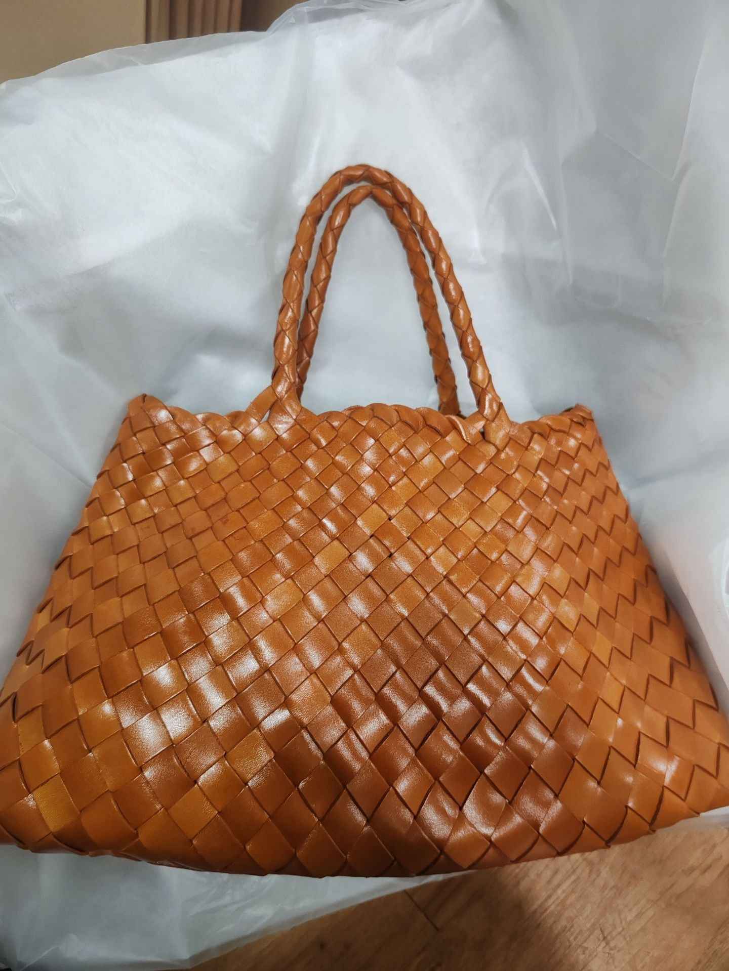 Trendy Retro Large Capacity Handbag Pure Handmade Woven Maternity Bag Commuter Shoulder Tote Bag
