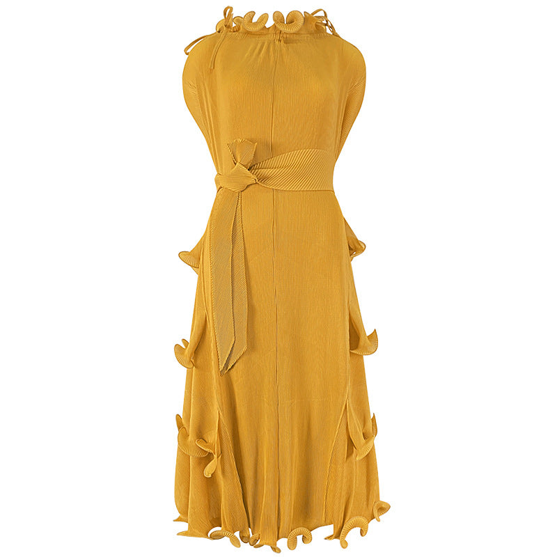 Spring Women's Wear Drape New European American Versatile Design Sense Sleeveless Temperament Tie Dress