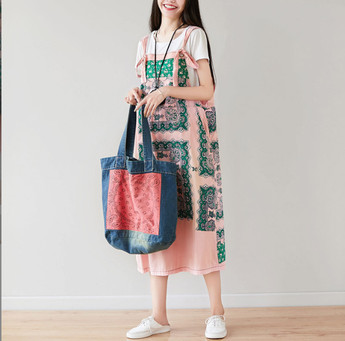 Washed vintage denim bag, personalized and versatile large handbag