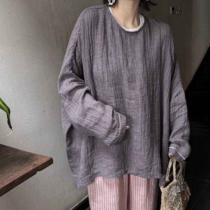 Leisure High-End Linen Oversized Silhouette Shirt for a Slim Figure