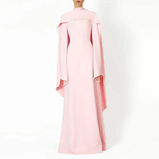 Long sleeved shawl long dress