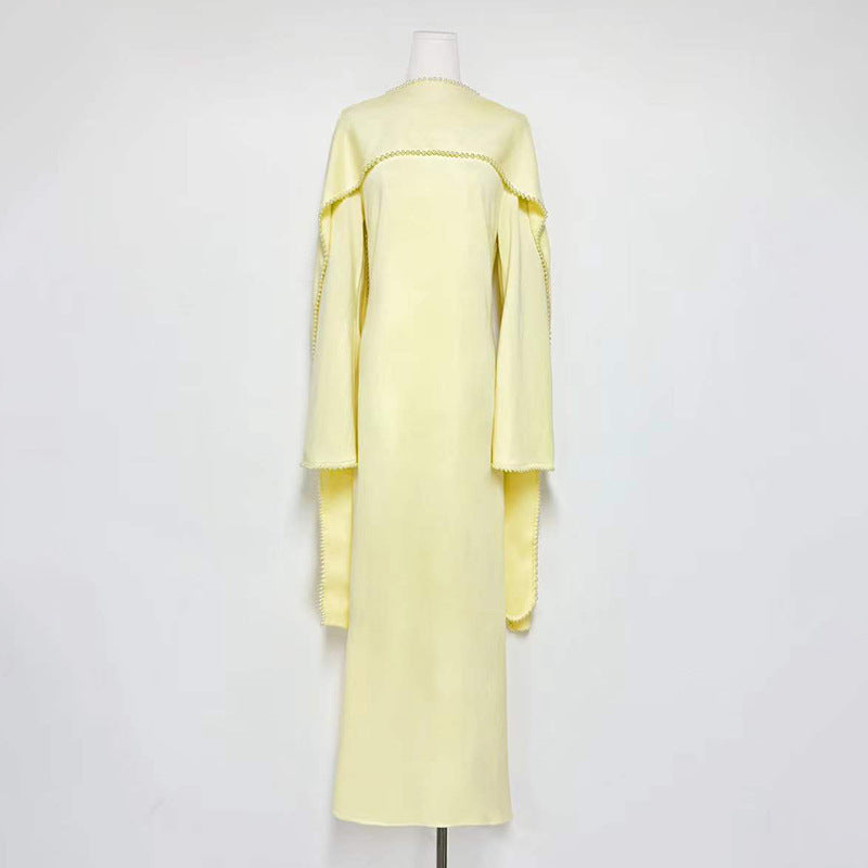 Long sleeved shawl long dress