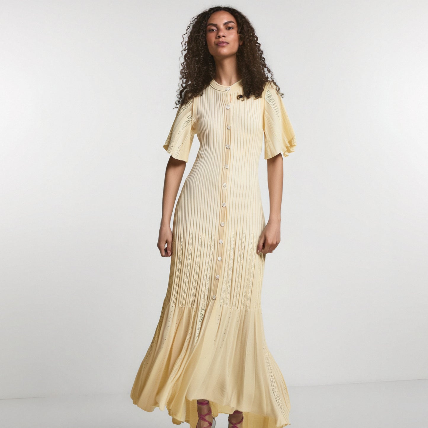 Elegant temperament short sleeved dress extra long women's knitted skirt cardigan short sleeved skirt