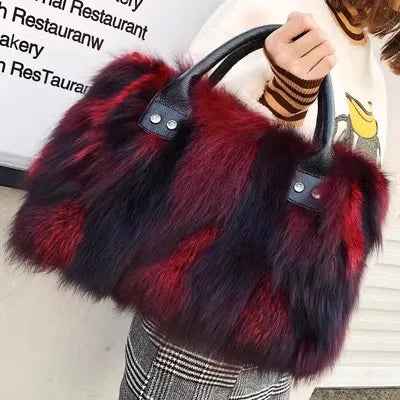 Luxry Real Fox Fur Women Handbags Genuine leather Newest Party Multicolour Bags Fox Fur Ladies Shoulder Bag Gift Crossbody bags