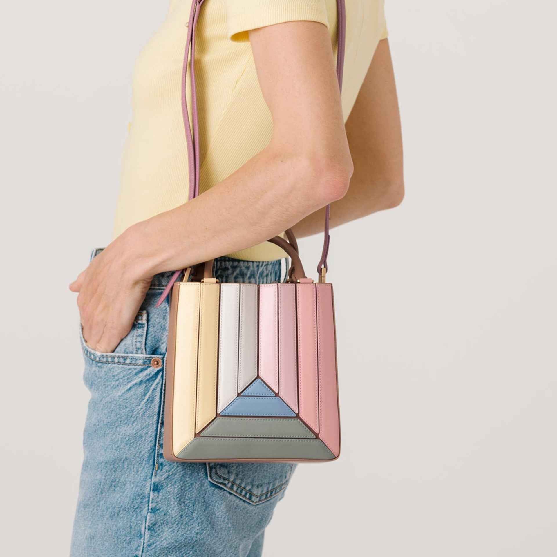 Spliced Rainbow Crossbody Bag Women's Fashion Versatile Fashion One Shoulder Handbag