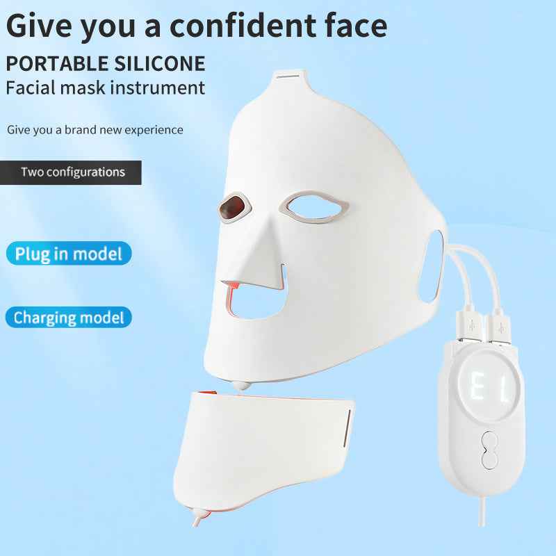 Silicone beauty mask LED photon rejuvenation facial mask instrument red and blue light large row light spectrometer