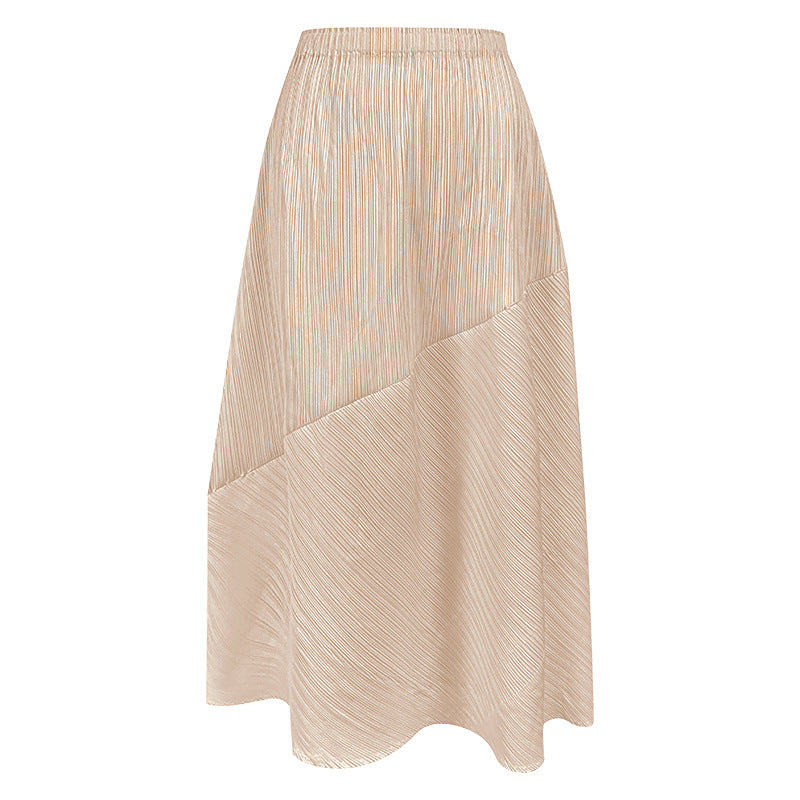 Spring new Korean style solid color pleated women's mid-length top irregular skirt clothing two-piece suit