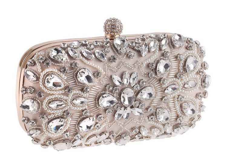 Wedding Clutch Women's Clutch Bag Party Purse and Handbag Pearl Clutch Luxury Handbags Women Bags Designer Apricot Wallet