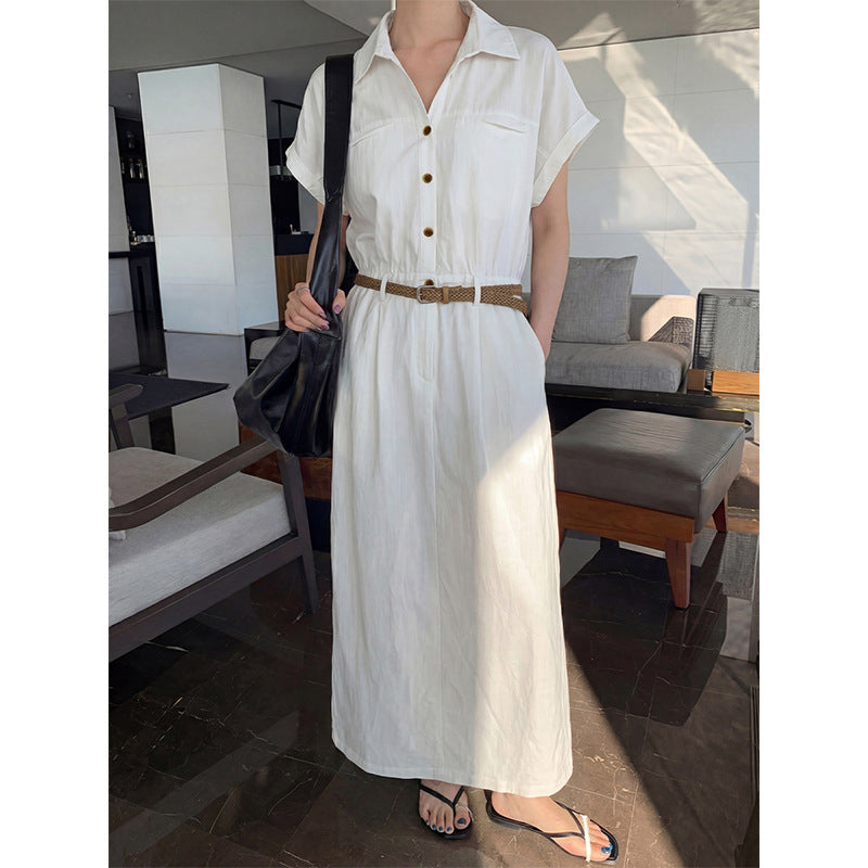 Tencel Linen V-Neck Fitted Dress Fashion Casual Jumpsuit