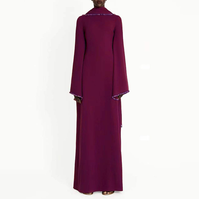 Long sleeved shawl long dress