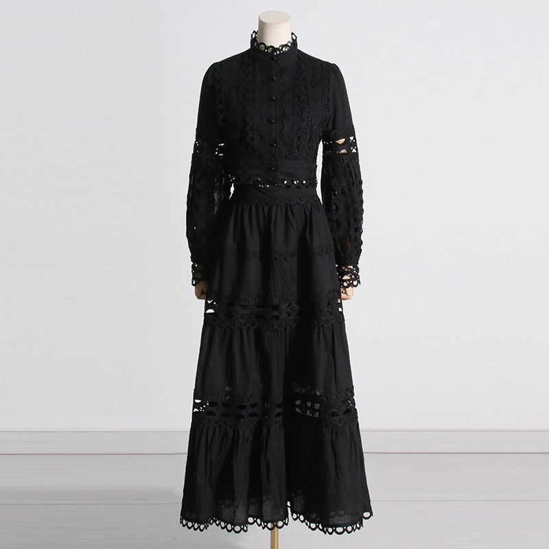 Autumn New Product French Retro Palace Style Small and Popular Women's Set Lace Lace Princess Sleeve Solid Color Set
