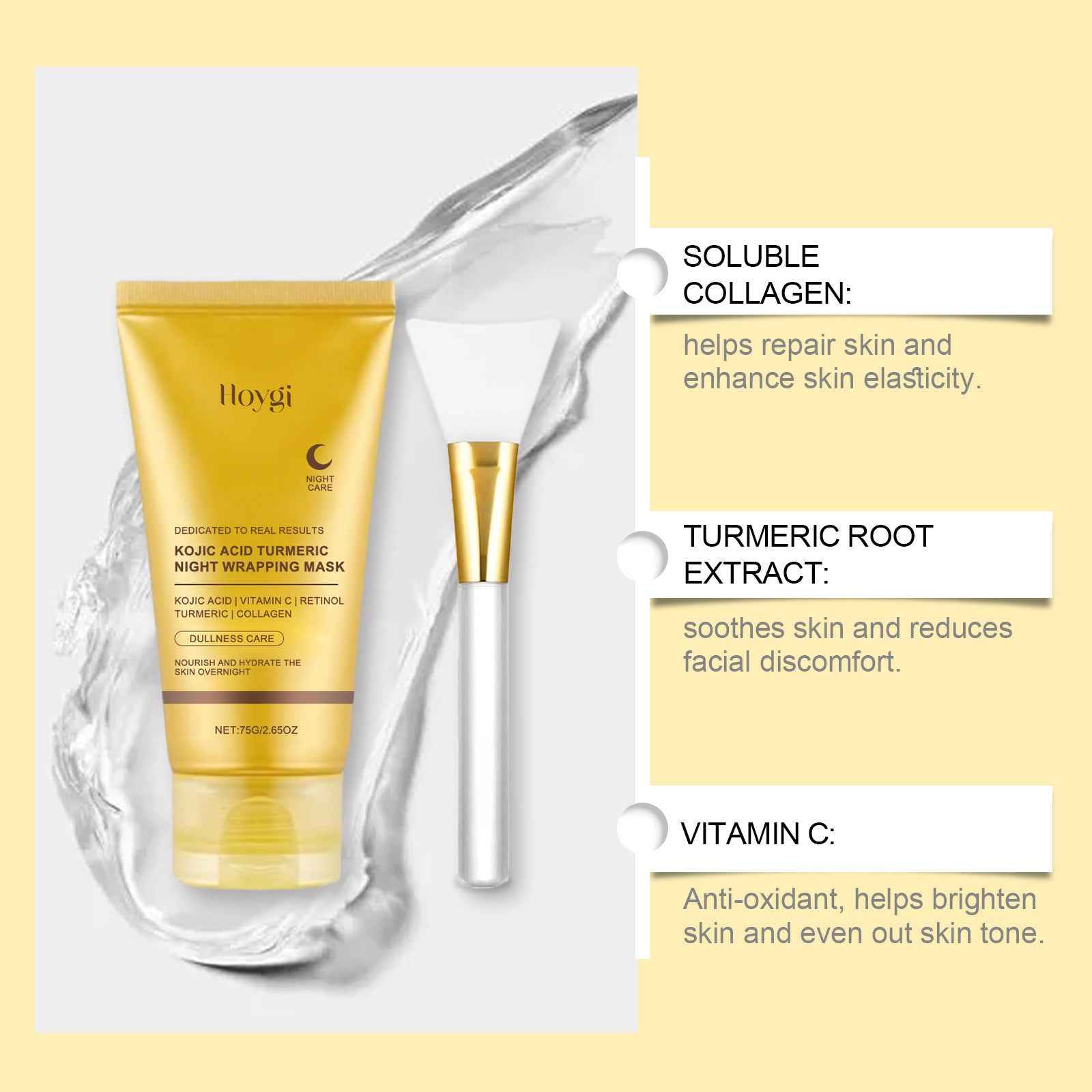 HOYGI Turmeric Plant Essence Peel-Off Mask Gentle Cleansing Hydrating Smooth Care Facial Mask