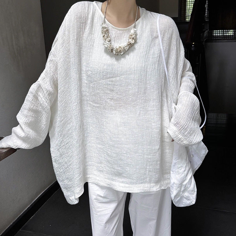 Leisure High-End Linen Oversized Silhouette Shirt for a Slim Figure