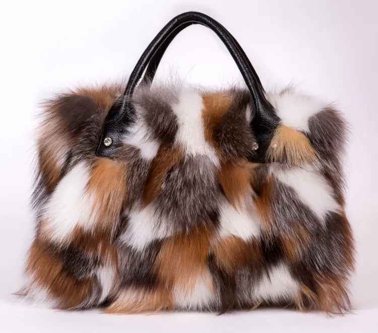 Luxry Real Fox Fur Women Handbags Genuine leather Newest Party Multicolour Bags Fox Fur Ladies Shoulder Bag Gift Crossbody bags