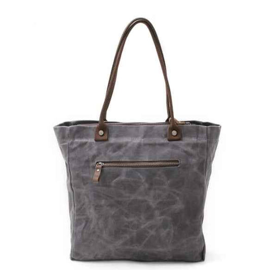 women's Vintage New oil wax canvas handbags simple waterproof retro hit color shoulder bag female Patchwork shopping bag