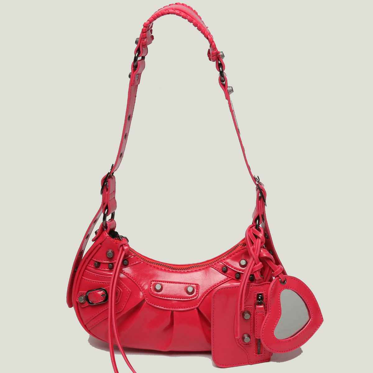 New Heavy Industry Rivet Motorcycle Bag 3 In 1 Crescent Bag With The Same Armpit Bag Shoulder Messenger Bag