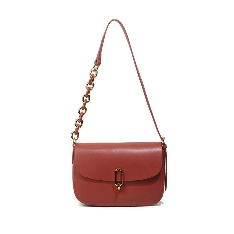 New fashion simple leather saddle bag niche lock women's bag shoulder messenger bag