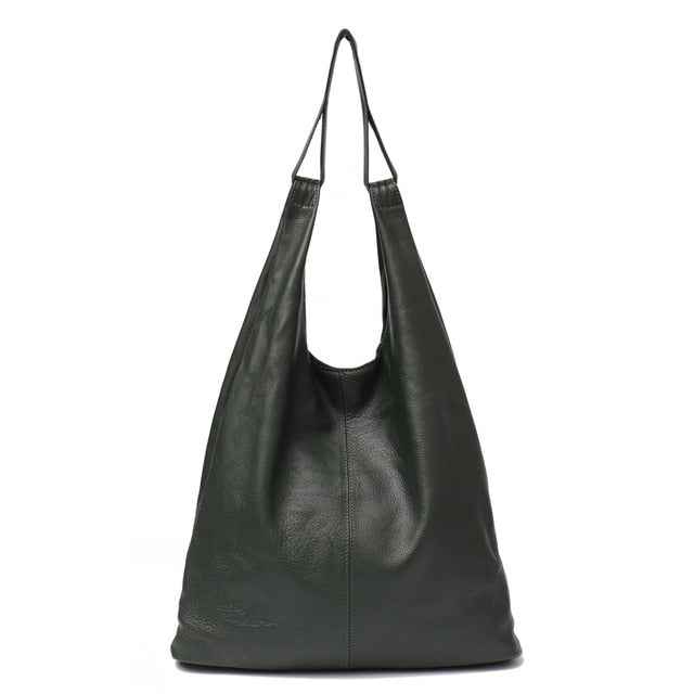 Large Leather Shoulder Bag Women Causal Vintage Soft Cowhide Skin Handbag Bucket High Quality Shoulder Bags Liner Bag