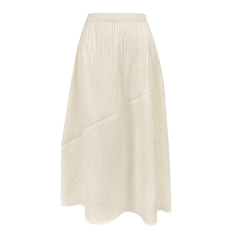 Spring new Korean style solid color pleated women's mid-length top irregular skirt clothing two-piece suit
