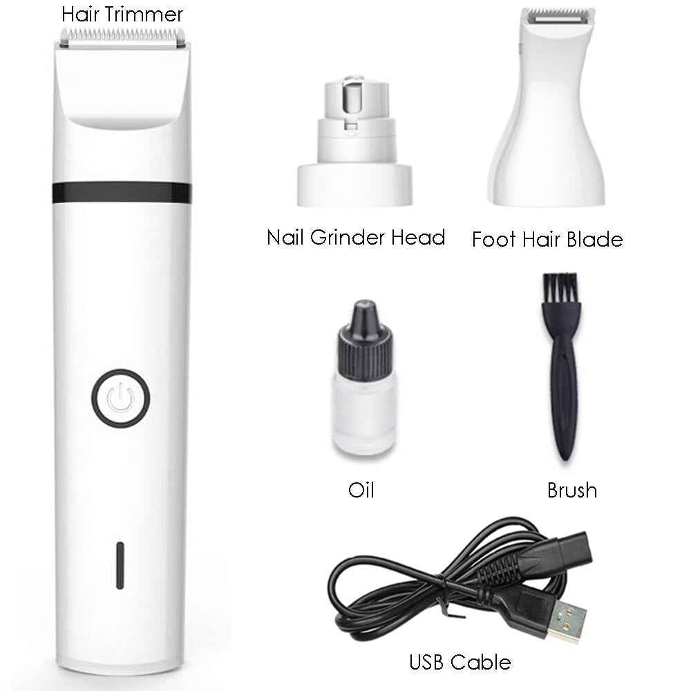 3 IN 1 Pet Grooming Machine Dog Cat Hair Trimmer Paw Nail Grinder Pets Clippers Foot Nail Cutter Hair Cutting Machine USB
