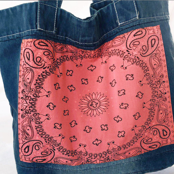 Washed vintage denim bag, personalized and versatile large handbag
