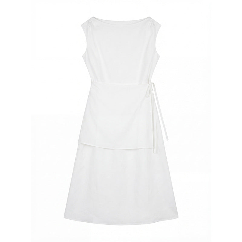 Tencel Linen Sleeveless Dress Summer Simple Loose Long Dress
