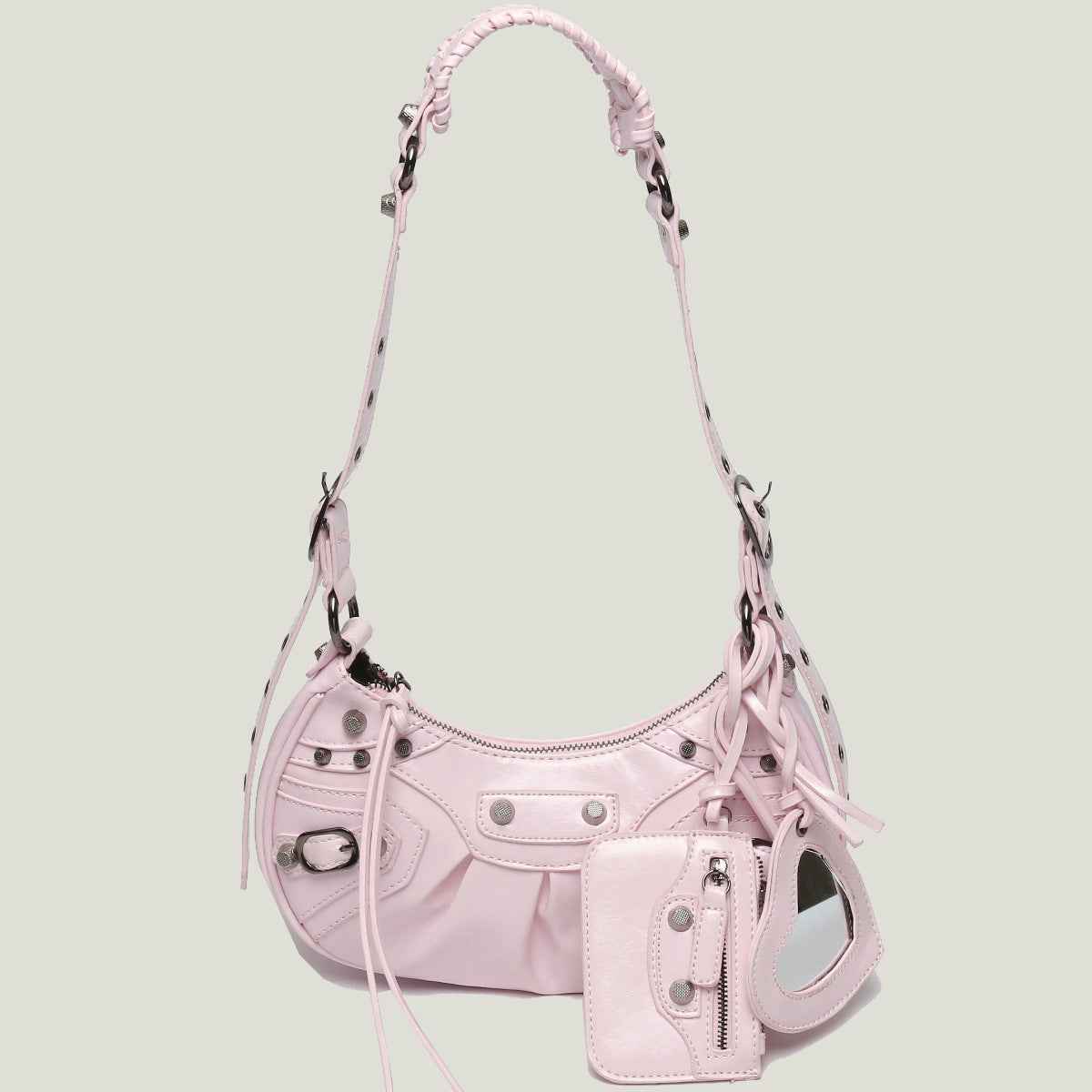New Heavy Industry Rivet Motorcycle Bag 3 In 1 Crescent Bag With The Same Armpit Bag Shoulder Messenger Bag