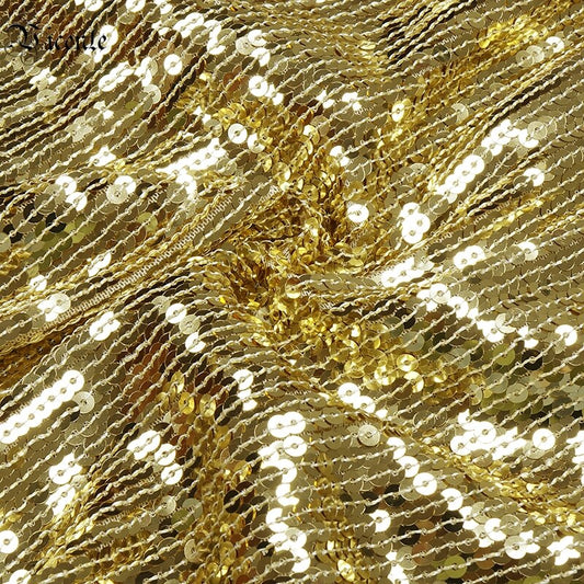 Women's New Long Sleeve Sequined Diamond Mid Length Slit Bandage Dress