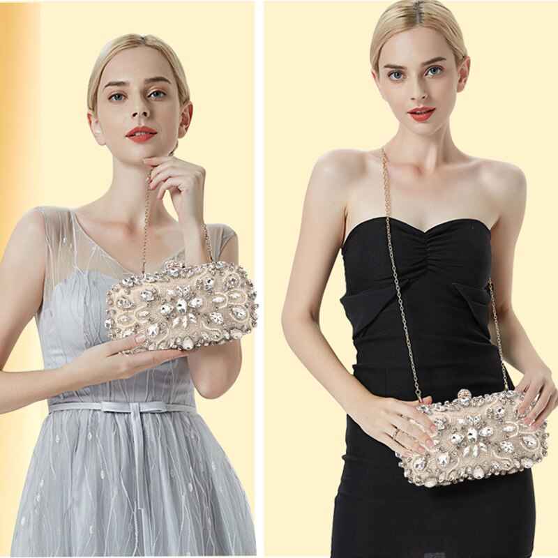 Wedding Clutch Women's Clutch Bag Party Purse and Handbag Pearl Clutch Luxury Handbags Women Bags Designer Apricot Wallet