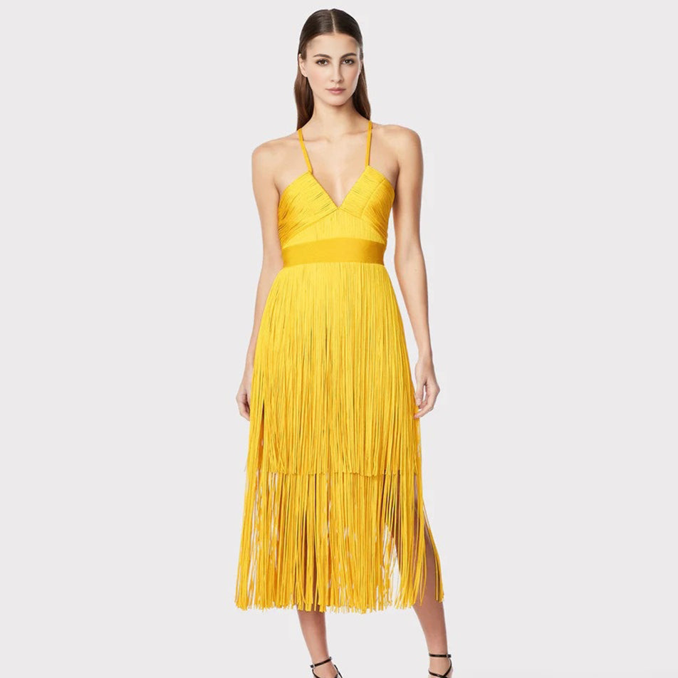 Suspender fringe skirt backpack hip skirt bandage dress