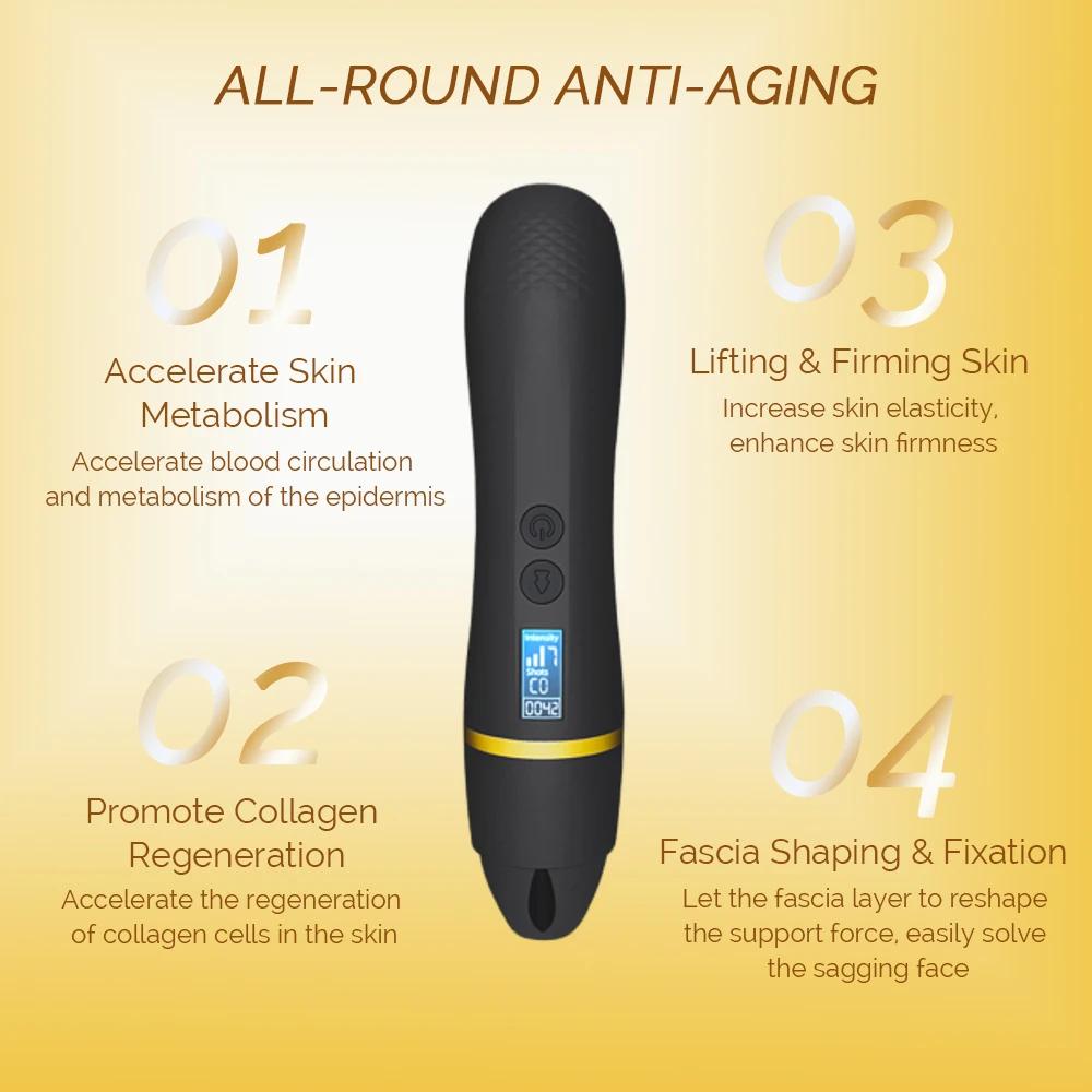 Home ultrasonic cannon beauty device black gold cannon creates facial line import and fading machine