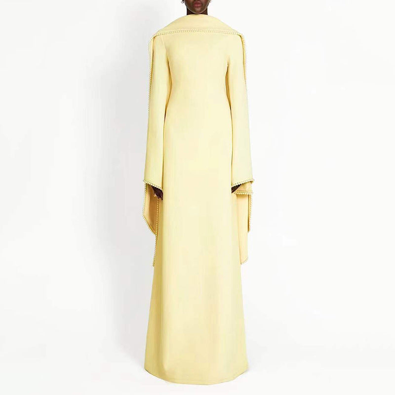 Long sleeved shawl long dress