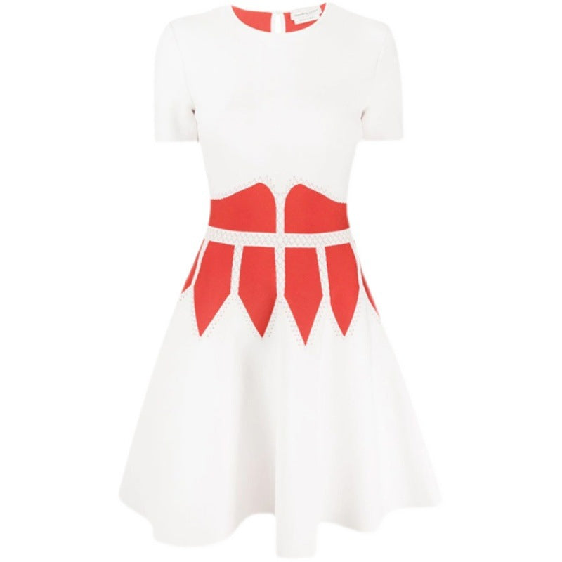 Chic Jacquard Mini Dress Short Sleeves O Neck Ruffles Design Celebrity Party Club Bandage Vestido