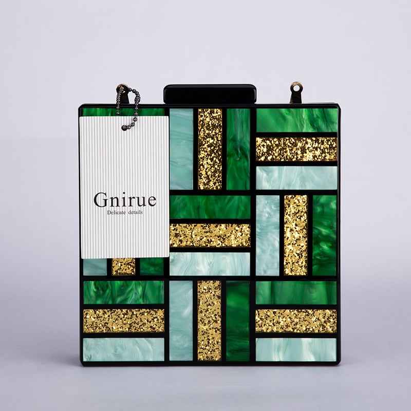 Acrylic Handbags New Brand Fashion Women Evening Bag Clutch Cute Green Gold Luxury Square Party Prom Wedding Bags Casual Vintag